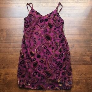Japna Whimsigoth Velvet Burnout Paisley Slip Dress, Transitional Piece, Size Sm